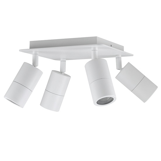 Aluminium White Square 4 Light Ceiling Lights