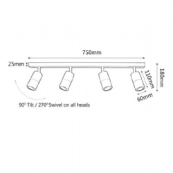 Aluminium White 4 Light Bar Lights