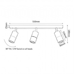 Aluminium White 3 Light Bar Lights