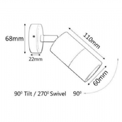 Aluminium White Single Adjustable Wall Pillar Lights